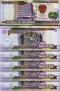 ���U���r�[�N 500000 500,000 Meticais 2003 2004�AUNC�A5 �A�� LOT�AP-142