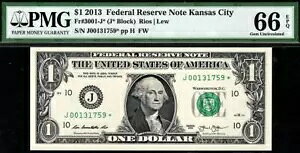 2013* $1 �J���U�X�V�e�B STAR �A�M������s FRN 3001-J* ? PMG 66 EPQ ((KEY))