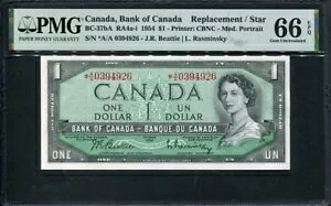 �J�i�_ 1954 �N�A1 �h���AP74b�ABC-37bA�A�����i�A�X�^�[�m�[�g�APMG 66 EPQ GEM UNC