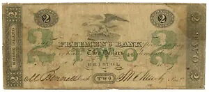 1853 Freemen's Bank�A�u���X�g���A���[�h�A�C�����h $2 �p�~���� No.716 D123 (59822)