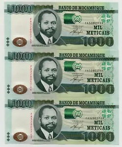 ���U���r�[�N 3 X 1000 Meticais 2011 �s�b�N 154 UNC �T���� �}�V�F�� �����j���O�i���o�[