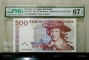 �X�E�F�[�f�� 500 �N���[�l 2007-09 P# 66c SUPERB GEM UNC PMG 67 EPQ