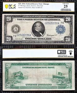 �ƂĂ��f�G�ȑ�_�őN���� VF 1914 $20 �V�J�S FRN ����! PCGS25�I G27432036A