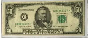 $50 1950C FED RES *STAR* note�A�V�J�S��s�A���̈ӌ��ł� VF/EF 9235
