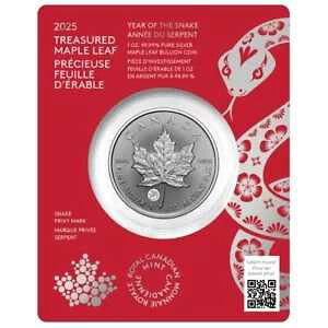 Treasured Maple Leaf 2025 $ �J�i�_ �v���C�x�[�g �X�l�[�N �V���o�[ 1 �I���X 9999 BU/UNC-