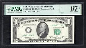 FR�B 2015-L 1950-E $10 �A�M�����������A�J���t�H���j�A�B�T���t�����V�X�R PMG GEM UNC-67EPQ�B