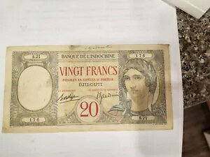 �t�����X�̃\�}�������h �W�u�` 20 �t���� 1928 - 1938 P-7A VF++ BANK DE INDOCHINA F2