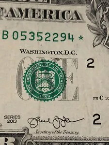 2013 B Duplicate Star Note B 05352294 * �d�������V���A���ԍ��G���[ FW ���