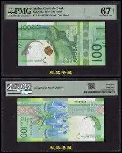 Aruba 100 Florin 2019�A���AIBNS ��܎҃m�[�g�APMG67