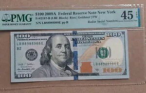 2009A $100 N.Y Fed Resv Note �o�C�i�� ���[�_�[ Srl Nbr Choice EF45 EPQ 6 �I�u �A �J�C���h