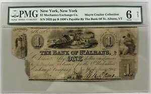 1830 �N��� $1 Mechanics Exch - NY - Bank of St. Albans - PMG 6 NET - ���ɒ���������