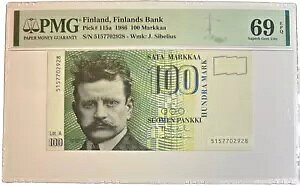 �t�B�������h - �g�b�v �|�b�v - P 115a - 100 MARKKAA - 1986 - PMG SUPERB GEM UNC 69 EPQ