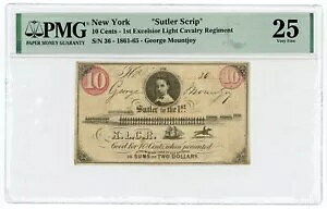 10c �W���[�W�E�}�E���g�W���C�A�T�g���[ - 1st Excelsior Light Cav Reg NEW YORK Note PMG 25