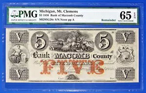1858 �o���N �I�u �}�R�[�� $5 �}�E���g �N�������X �~�V�K�� �I�u�\���[�g �m�[�g PMG 65 EPQ Gem Unc