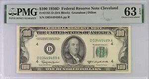 �č� 1950 D 100 �h�� Fr 2161 �A�M������s�N���[�u�����h UNC PMG 63 EPQ
