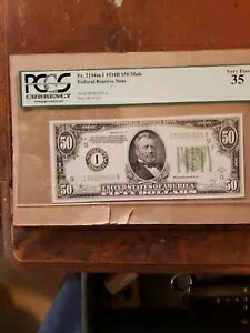 1934-B fr2104i-$50 FedRes Note�~�l�A�|���X �~���[�� PCGS VF35 #I00695603A