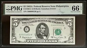 NQC Fr 1968-C 1963A $5 ��V���A���m�[�g - PMG Gem Unc 66 EPQ