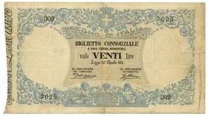 20 ���� BIGLIETTO CONSORZIALE REGNO D'ITALIA 1874/04/30 qBB
