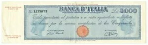 5000���� TITOLO PROVISORIO TESTINA LUOGOTENENZA UMBERTO 1945/04/08 qBB