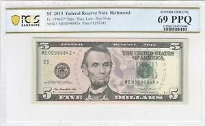 2013 STAR $5 �A�M������s�����b�`�����h Fr 1996-E? -- PMG ���� 69 PPQ!!