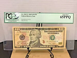2009 $10 FRN PCGS 65PPQ �^�̃o�C�i�� �N���b�h ���[�_�[ ���[�^�[ �g���C�u�b�N�G���h #JL10111101A