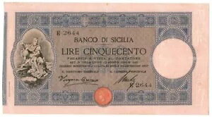 500 ���� BANCO DI SICILIA BIGLIETTO AL PORTATORE REGNO UMBERTO I 1897/12/24 qBB