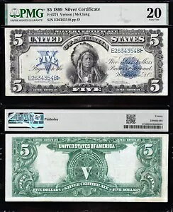 �ƂĂ��f�G�ȑ�_�őN���� VF 1899 $5 INDIAN CHIEF �V���o�[�ؖ��� PMG 20! 3548