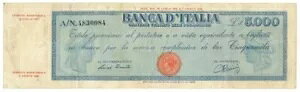 5000 ���� TITOLO PROVVISORIO TESTINA REPUBBLICA ITALIANA 1947/12/07 qBB