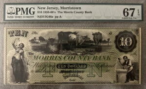 1858-60 $10 �����X�S��s�����X�^�E�� �j���[�W���[�W�[�B�p�~���� (PMG67EPQ) POP-3
