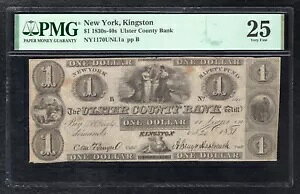 1830�N��`40�N�� $1 THE ULSTER COUNTY BANK KINGSTON,NY OOBOLETE NOTE PMG VERY FINE-25