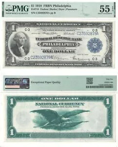 1918 �N $1 �A�M������s�� F-715 PMG AU-55 EPQ