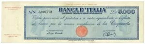 5000 ���� TITOLO PROVVISORIO TESTINA REPUBBLICA ITALIANA 1947/12/07 qBB