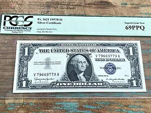 $1 1957B 1621 VA V-A �u���b�N �V���o�[�ؖ��� PCGS 69PPQ - �����ɋ߂��f���炵�����
