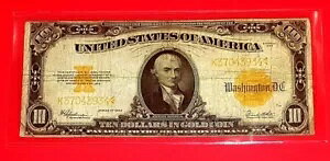 {USA 1922 $10 �S�[���h�ؖ��� FR-1173 �O���[�h �㎿�Ŗ��邢���F ��!}