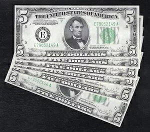 (6) �A�� FR. 1959-E 1934-C $5 �t�����X�A�M�������x���� UNC �o�[�W�j�A�B���b�`�����h