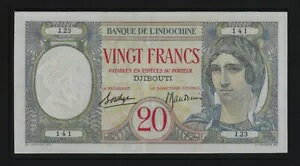 �t�����X�̃\�}�������h �W�u�` 20 �t���� 1928 - 1938 P-7A AUNC BANK DE INDOCHINA **