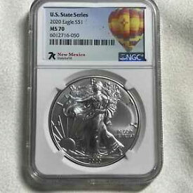 2020 UNC $1 アメリカン シルバー イーグル 米国ステート シリーズ ニューメキシコ NGC MS70 7K ラベル