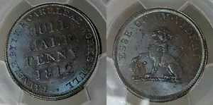 �C�M���X 1812 1/2D �n�[�t�y�j�[ PCGS MS63BN Choice Unc Withers-785 #838