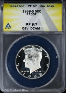 1969-S 50�Z���g �v���[�t �P�l�f�B �n�[�t�_���[ ANACS PF 67 OBV DCAM