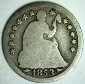 1853�N ���R�̏��_�� �V���o�[ �n�[�t�_�C�� 1/2 10�Z���g US�^�C�v�R�C�� YG �_���[�W���� ���t��