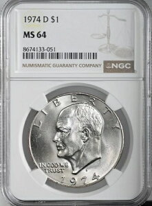 1974-D $1 �A�C�[���n���[ �A�C�N �h�� �N���b�h �f���o�[�~���g NGC MS64 #8674133-051