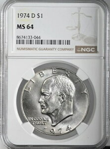 1974-D $1 �A�C�[���n���[ �A�C�N �h�� �N���b�h �f���o�[�~���g NGC MS64 #8674133-044