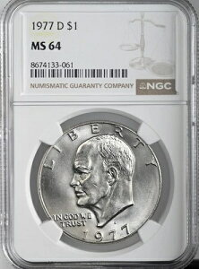 1977-D $1 �A�C�[���n���[ �A�C�N �h�� �N���b�h �f���o�[�~���g NGC MS64 #8674133-061
