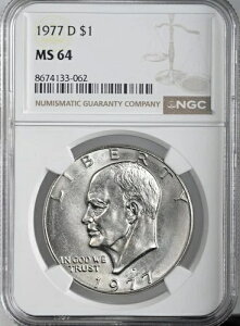 1977-D $1 �A�C�[���n���[ �A�C�N �h�� �N���b�h �f���o�[�~���g NGC MS64 #8674133-062