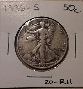 1936�N-S �T���t�����V�X�R������ US 50C 90% �������R�̏��_�n�[�t�h�� (#20-R11)-