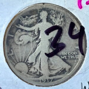 1917�N S �V���o�[ �n�[�t�h�� �E�H�[�L���O ���o�e�B 90% �V���o�[ USA �R�C�� �O�b�h�C���[