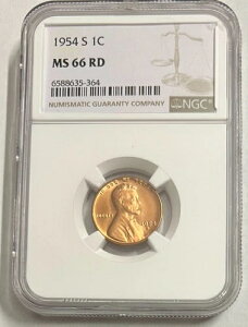 1954-S MS66 RD ���b�h�ANGC�O���[�h�R�C���A�F��E�B�[�g�Z���g�O�b�h�C���[