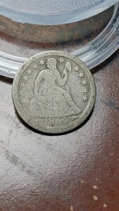 1854�N O Arrows Seated Liberty Silver Dime 10C G/VG ���ʏ����� W612