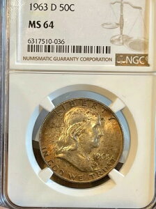 1963-D �t�����N���� �n�[�t�_���[�ANGC MS 64 �Ӓ�ς� OUTSTANDING COIN (#036)