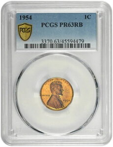 1954�N �v���[�t 1C �����J�[�� �E�B�[�g �Z���g PCGS PR 63 RB - �g�[�j���O
